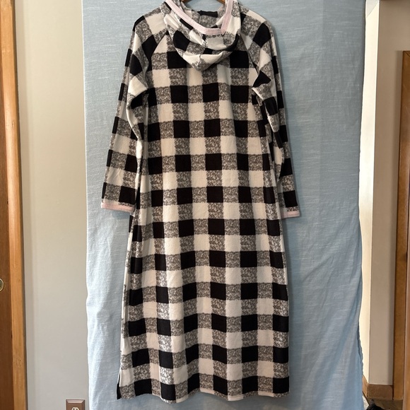 Cuddl Duds Robe Hooded Pullover Long Sleeve Black/Gray/White Women’s Sz S - Picture 2 of 8